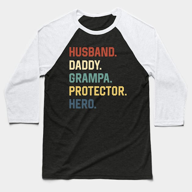 Fathers Day Shirt Husband Daddy Grampa Protector Hero Gift Baseball T-Shirt by Marang